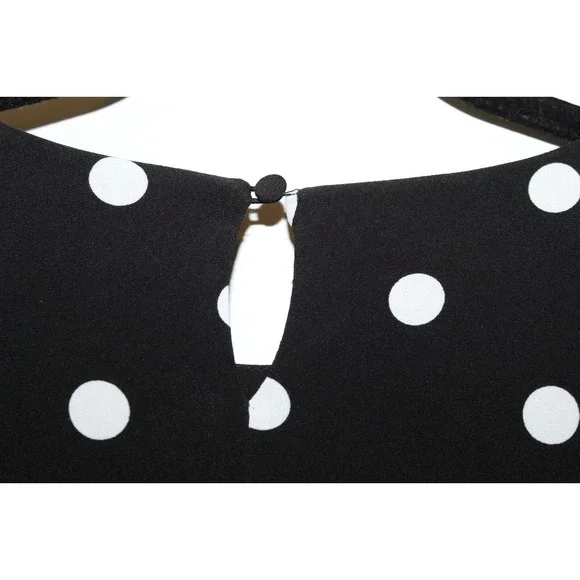Lauren Ralph Lauren Polka Dot Sleeveless A Line Swing Dress Black Size 14 H14739 - Picture 7 of 10